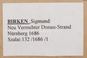 1686 Tokay. Tokaj várának látképe, rézmetszet, papír, Sigmund von Birken (1626-1681) német költő L&#...