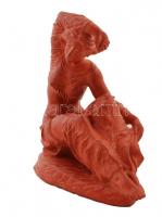 Tóth Valéria (1943-): Elhagyatva. Terrakotta, jelzett, hibátlan, m:24 cm, h:21 cm