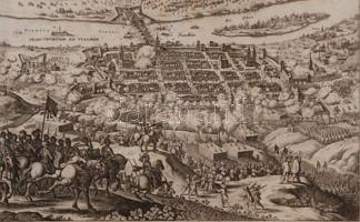 1646 Francofurtum ad Viadrum, az Odera-menti Frankfurt madártávlati látképe, rézmetszet, papír, id. Matthäus Merian (1593-1650) svájci rézmetsző munkája a Theatrum Europaeum című korai német folyóirat második, 1646. évi számából, paszpartuban, üvegezett fa keretben, 21,5×34 cm / &lt;br/&gt; &lt;br/&gt;1646 Francofurtum ad Viadrum, Frankfurt an der Oder from a bird&#039;s view, copper etching, on paper, the work of the Swiss engraver Matthäus Merian the Elder (1593-1650), from the second issue of the Theatrum Europaeum, an early German journal on history, published in 1646, in a glassed wooden frame, 21,5×34 cm