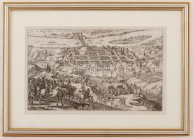 1646 Francofurtum ad Viadrum, az Odera-menti Frankfurt madártávlati látképe, rézmetszet, papír, id. ...