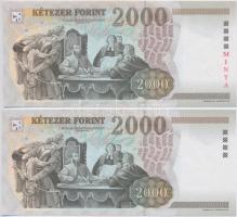 2002. 2000Ft "MINTA" felülnyomással és "CA 0000392" sorszámmal + 2000Ft "CA...