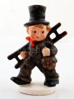 Hummel kéményseprő fiú, kézzel festett, jelzett, hibátlan, K.F. 38. formaszámmal, m: 13 cm / Antique Hummel Chimney Sweep, signed, hand painted, good condition, 13 cm