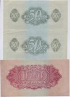 1944. 50P (2x) egyugrású sorszámmal + 1000P mindhárom "A Vöröshadsereg Parancsnoksága" T:I...