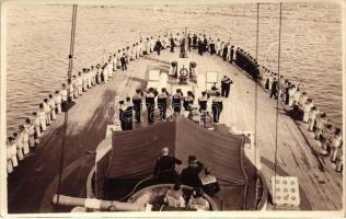 K.u.K. battleship board from above, Cellofix Postkarte, photo