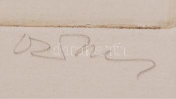 Ősz Dénes (1915-1980): Fel, fel vitézek. Rézkarc, papír, jelzett, 28×38 cm