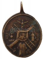 cca 1900 Bronz vallási medál a passió szimbólumaival, "Arma Christi" kereszttel, "Pas...
