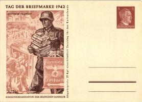 1942 Tag der Briefmarke, Deutsche Feldpost / German Philatelic Day, NS Propaganda, Ga. s: Ax-Heu