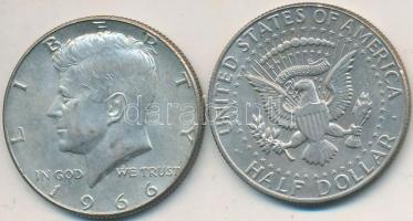 Amerikai Egyesült Államok 1966-1967. 1/2$ Ag Kennedy (2x) T:2,2- USA 1966-1967. 1/2 Dollar Ag Kennedy (2x) C:XF,VF