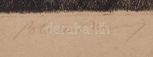 Blahos Rudolf (1917-1986): Zalaegerszegi falumúzeum. Rézkarc, papír, jelzett, üvegezett keretben, 29...