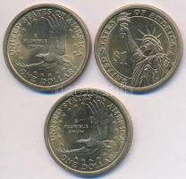 Amerikai Egyesült Államok 2000-2001P 1$ Cu "Sacagawea" (2xklf) + 2007D 1$ Cu "Thomas ...