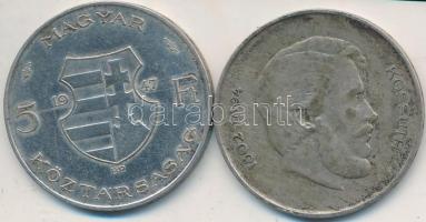 1947. 5Ft Ag "Kossuth" (2x) T:2-,3