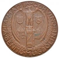 Olaszország 1928. "Benito Mussolini - Corvin Mátyás Társaság" Br emlékérem. Szign.: Livia ...