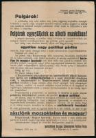 1919 Bp., "Polgárok egyesüljetek az alkotó munkában!" Az Ipartestületek Országos Szövetségének Politikai Pártja által kiadott röplap egységes pártjuk megalakulásáról