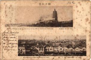 Liaoyang, Tokyo; Russo-Japanese war, burning railway station in Liaoyang, Celebration in Tokyo (fl)