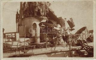 'Csepel' osztrák-magyar romboló torpedótámadás után / Austrian-Hungarian destroyer after torpedo attack, photo (Rb)