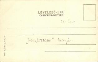 Fiume, Kriegsschiff Verdeck; Divald Károly / SMS Moltke Bismarck-class corvette of the German Imperi...