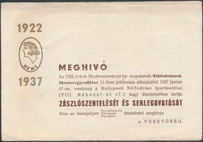 1937 Meghívó a Nőifodrászok Mesteregyesülésének 15 éves jubileumára, 12x18cm