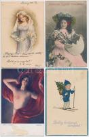 500-600 db motívum, üdvözlő képeslap, régi anyag 1-2 modernnel, színes, változatos tétel sok érdekes...