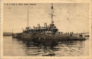 SMS Kais. u. König. Maria Theresia, litho K.u.K. navy flag on the backside, Phot. A.Beer, Verlag W. Schrinner