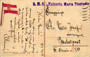 SMS Kais. u. König. Maria Theresia, litho K.u.K. navy flag on the backside, Phot. A.Beer, Verlag W. ...