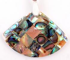 Dekoratív paua kagyló mozaikos függő ezüst(Ag) láncon, jelzett, h: 60 cm, 4,7 g /
silver(Ag.) neckla...