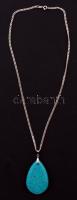 Türkiz függő ezüst(Ag) láncon, jelzett, h: 50 cm, 10,2 g / silver(Ag) necklace with pendant, 10,2 g