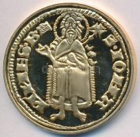 DN "A legértékesebb magyar érmék - Károly Róbert aranyforintja" aranyozott Cu emlékérem ta...