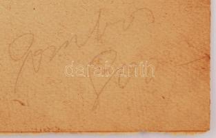 Jelzés nélkül: Ösvény a faluhoz. Akvarell, papír, jelzett, hibás, 18×18 cm