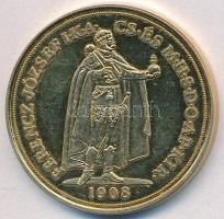 DN "1908. 100K Ferenc József" aranyozott Cu emlékérem "COPY" beütéssel (39mm) T:...