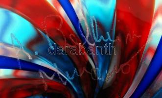 Muránói Ballarin Bum-bum váza, fújt üveg csíkos dekorral, jelzett, hibátlan, m: 23 cm