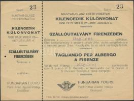 1937 Magyar- Olasz cserevonatok 1936 december 26- 1937 Január 4. Szállóutalvány Firenzében. 11x14cm