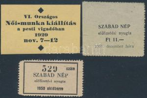 1929-1951 Szabad Nép előfizetési nyugta 2db+ VI. Országos Női-munka kiállítás