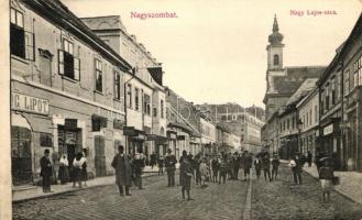 Nagyszombat, Nagy Lajos utca, Herzog Lipót kereskedése; Horovitz Adolf kiadása / street, shops