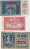 1913. 20K + 1915. 10K + 1917. 2K mindhárom "Komárom Megye Kocs Község Gesztesi Járás" felü...