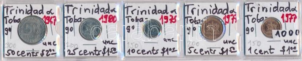 Trinidad és Tobago 1967. 50c + 1975. 10c + 1977. 1c + 5c + 1980. 25c T:1,1-,2 Trinidad and Tobago 1967. 50 Cents + 1975. 10 Cents + 1977. 1 Cent + 5 Cents + 1980. 25 Cents C:UNC,AU,XF