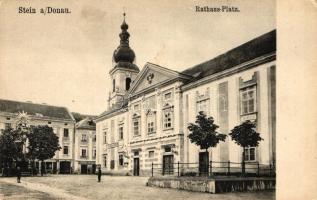 Krems an der Donau, Stein, Rathaus-Platz, Vorschuss Verein / town hall, square, loan bank, shop of Heinrich Viebauser (fa)