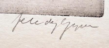 Feledy Gyula (1928-2010): A föld azé, aki megműveli. Rézkarc, papír, jelzett, 19×29 cm