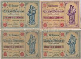Spanyolország / Barcelona 1924. 25c + 50c (3x) Szalézi Rend iskoláinak utalványai T:II,II-,III Spain / Barcelona 1924. 25 Centimos + 50 Centimos (3x) Vouchers of the Salesians of Don Boscos schools C:XF,VF,F