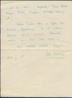 1948 Bp., Illés Endre (1902-1986) drámaíró, könyvkiadó igazgató kézzel írt levele Égly Antalnak