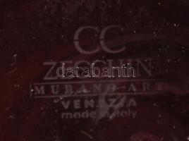 Muránoi Zecchin váza, többrétegű, millefiori díszítéssel, hibátlan, jelzett, m:22,5 cm