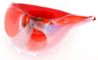 Muránoi egyedi kagyló váza, többrétegű, hibátlan, jelzés nélkül, 38×21 cm