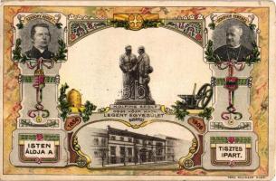 Budapest VII. Kolping Adolf Orsz. Közp. Kath. Legényegyesület; Szaboky Adolf, Schiffer Ferencz, Kolping Adolf, Art Nouveau litho (EM)