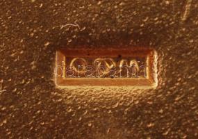 2 db dekoratív rekeszzománc fém tálka, az egyik fából készült tartóval különböző méretben + díszes r...