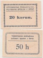 Csehszlovákia / Brno DN 50h + 20k szükségpénz T:I- Czechoslovakia / Brno ND 50 Haleru + 20 Korun necessity notes C:AU