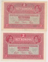 1917. 2K (2x) egyik "Deutschösterreich" felülbélyegzéssel, a másik "Ausgeben nach dem...