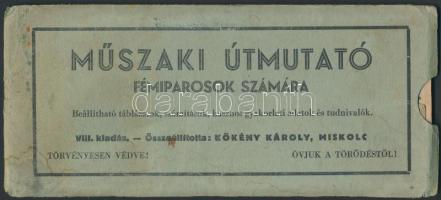 Műszaki útmutató fémiparosok számára, beállítható táblázatok, számítások, hasznos gyakorlati adatok és tudnivalók. VIII: Összeállította: Kökény Károly,