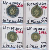 Uruguay 2011. 1P + 5P + 10P + 2012. 2P T:1,1-
Uruguay 2011. 1 Peso + 5 Pesos + 10 Pesos + 2012. 2 Pe...