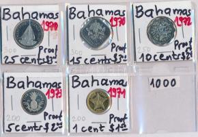 Bahamák 1970. 15c + 25c + 1971. 1c + 1972. 10c + 1973. 5c T:PP Bahamas 1970. 15 Cents + 25 Cents + 1971. 1 Cent + 1972. 10 Cents + 1973. 5 Cents T:PP
