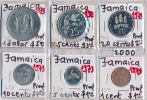 Jamaica 1973. 1c + 5c + 10c + 20c + 25c + 1$ T:1,1-,PP Jamaica 1973. 1 Cent + 5 Cents + 10 Cents + 20 Cents + 25 Cents + 1 Dollar C:UNC,AU,PP