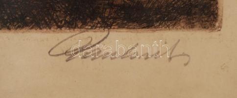 Paulovits Pál (1892-1975): Keresztútnál. Rézkarc, papír, jelzett, 25×35 cm